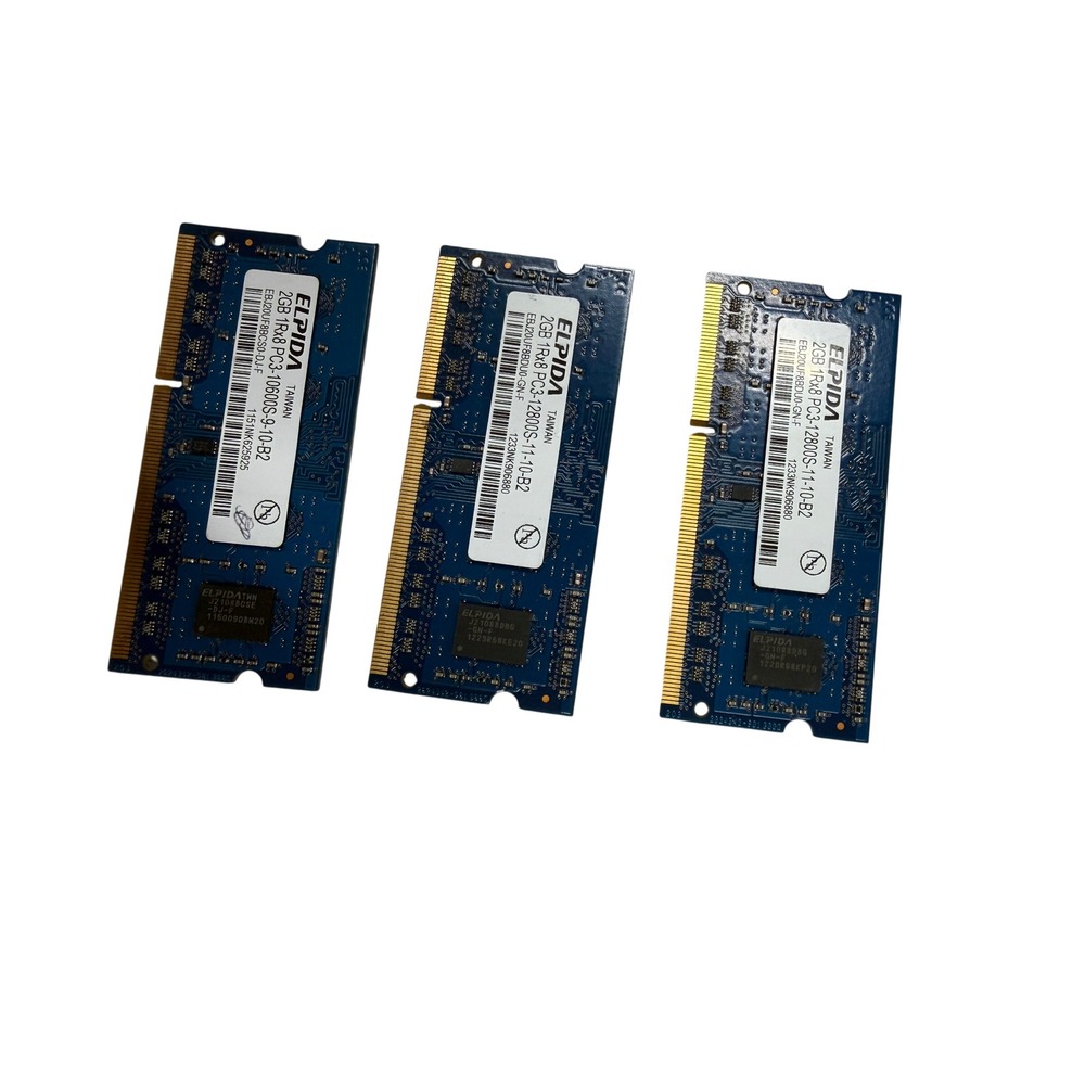 Elpida 6GB Lot 3x 2GB DDR3 Laptop RAM PC3-10600S PC3-12800S SO-DIMM Memory